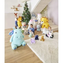 Peluche dragon polyester 76x65x45cm bleu