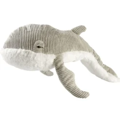 Peluche géante baleine endormie grise et blanche