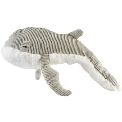 Peluche géante baleine endormie grise et blanche