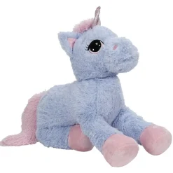 Peluche licorne couchée violet et rose