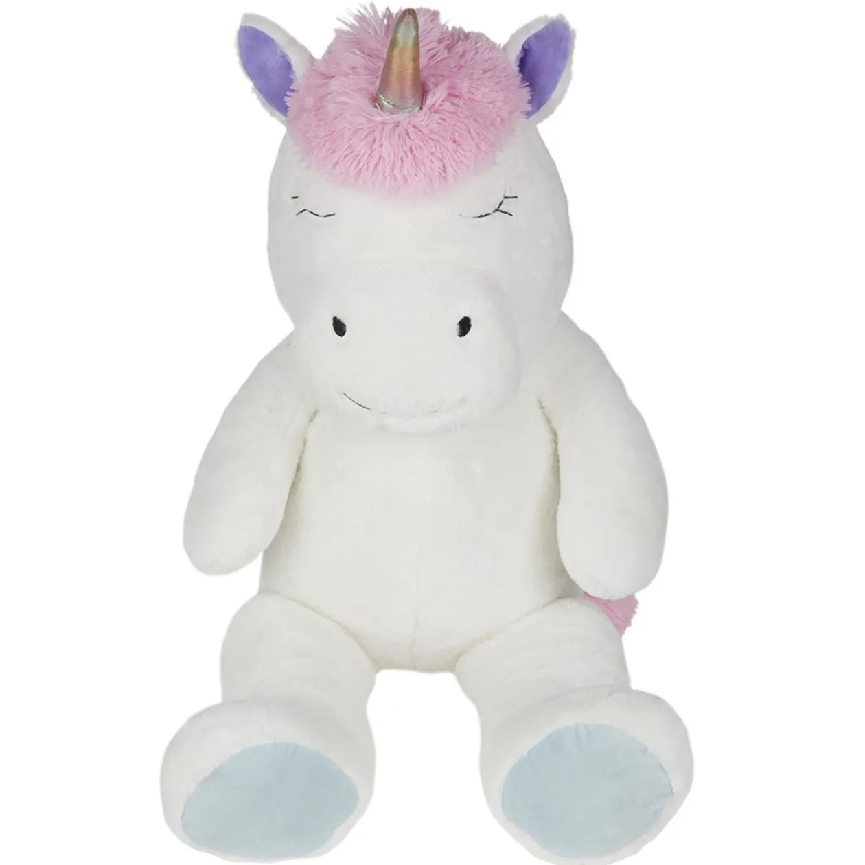 Peluche licorne polyester 100x40x30cm blanc