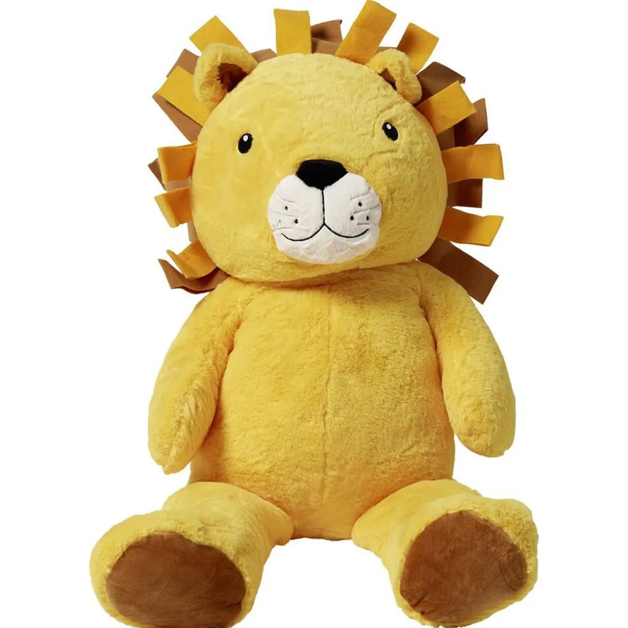 Peluche lion polyester 100x40x30cm jaune