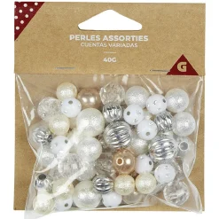 Perles irisées blanc doré argenté
