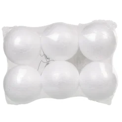 Petite boule blanche avec attache sapin Noël x6