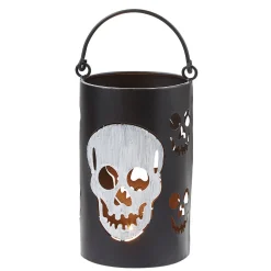 Photophore Halloween motif tête de mort noir et blanc