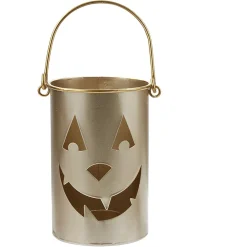 Photophore Halloween visage citrouille ajouré