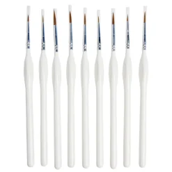 Pinceaux à bout rond bois et nylon H20cm - 9 pièces