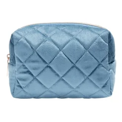 Pochette à cosmétiques en velours beige ou bleu 19x9xH12cm
