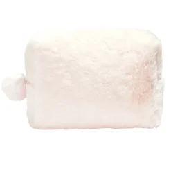 Pochette à cosmétiques fausse fourrure rose ou beige 19x9xH12cm