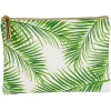 Pochette à maquillage motif feuillage tropical vert
