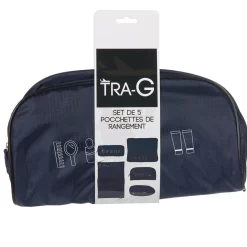 Pochette de rangement voyage bleu marine rectangulaire x5