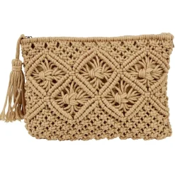 Pochette en crochet beige