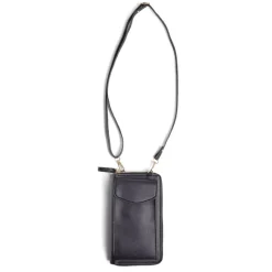 Pochette téléphone double zip polyuréthane et métal