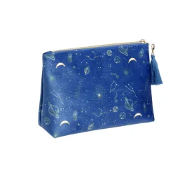 Pochette velours motif cosmic astro 21x7,5xH15,5cm - 2 modèles bleu ou rouge