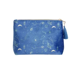 Pochette velours motif cosmic astro 21x7,5xH15,5cm - 2 modèles bleu ou rouge