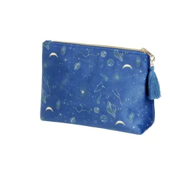 Pochette velours motif cosmic astro 21x7,5xH15,5cm - 2 modèles bleu ou rouge