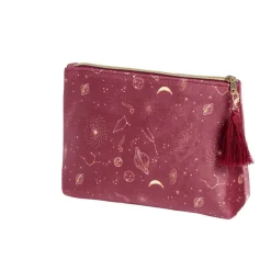 Pochette velours motif cosmic astro 21x7,5xH15,5cm - 2 modèles bleu ou rouge
