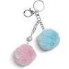 Porte clé avec 2 pompons colorés - 2 modèles