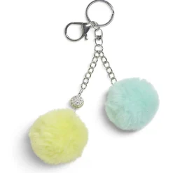Porte clé avec 2 pompons colorés - 2 modèles