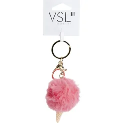 Porte clé cornet de glace et boule pompon - 3 coloris