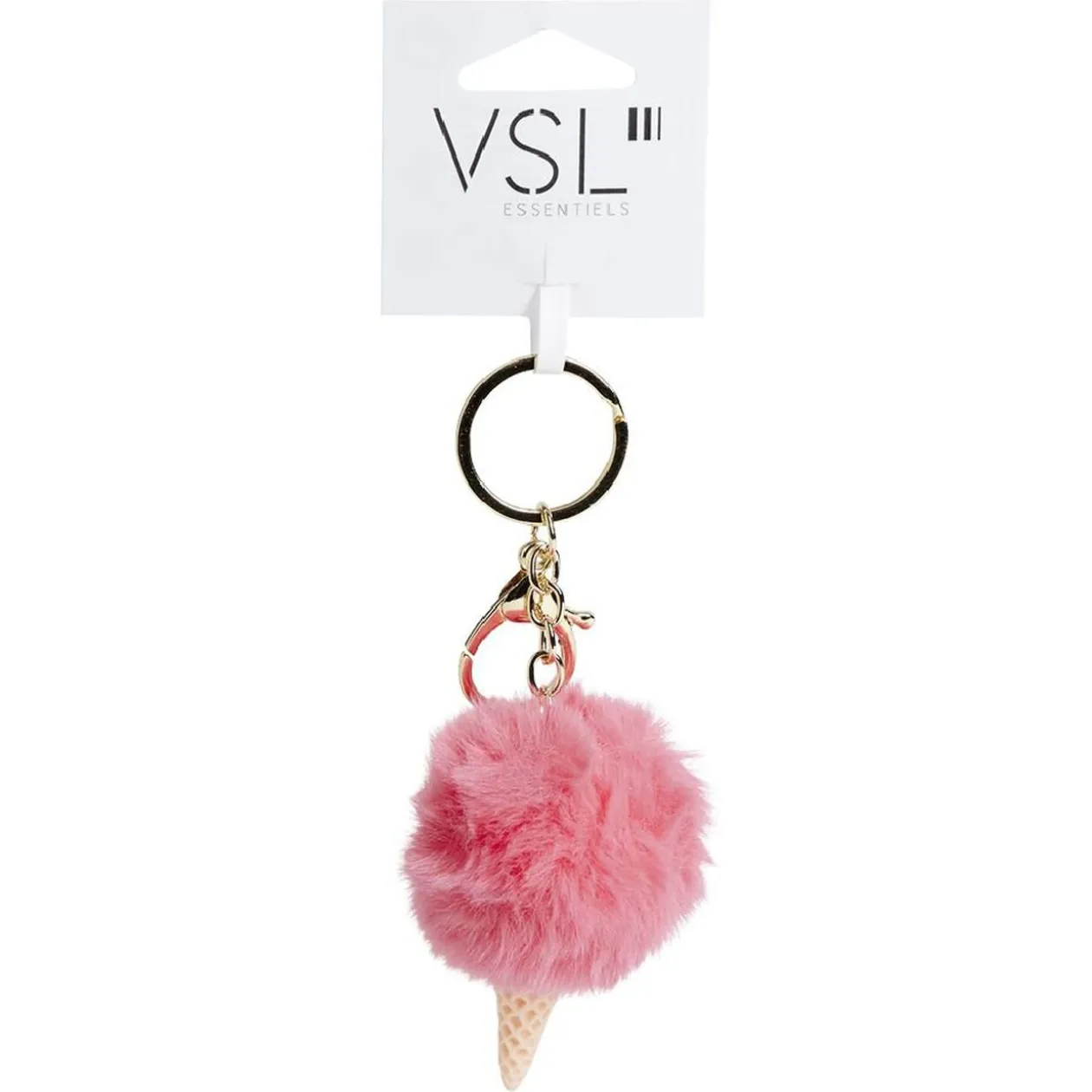 Porte clé cornet de glace et boule pompon - 3 coloris