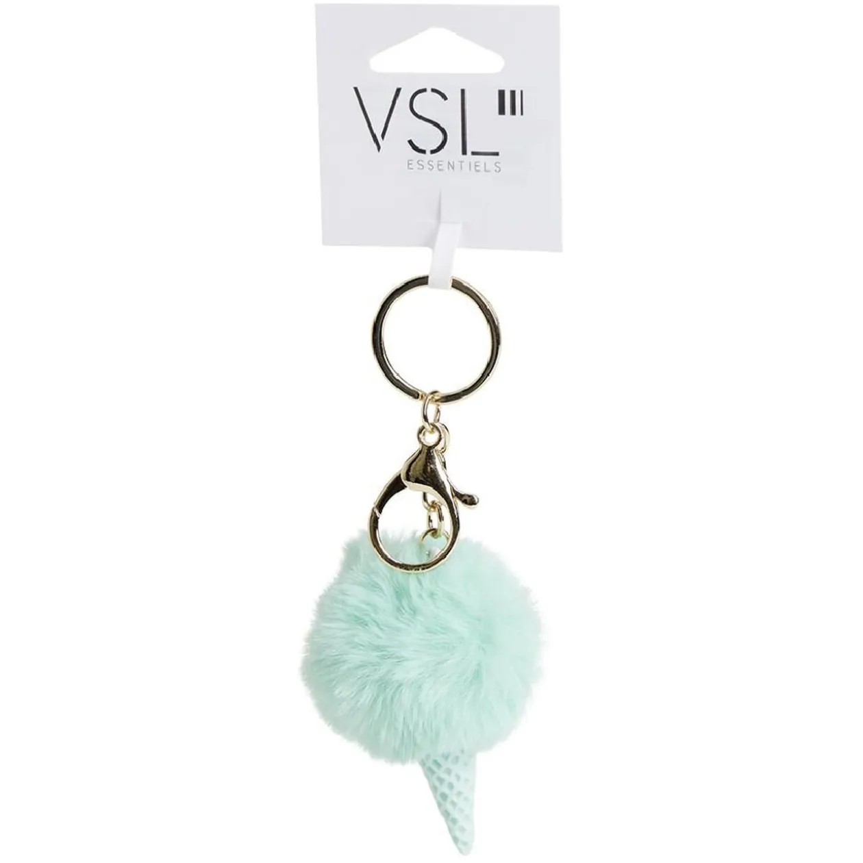 Porte clé cornet de glace et boule pompon - 3 coloris