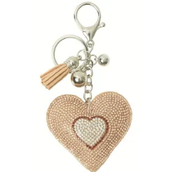 Porte clé en forme de coeur avec strass