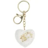 Porte clés coeur déco perles transparent doré