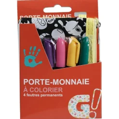 Porte monnaie à colorier + 4 feutres