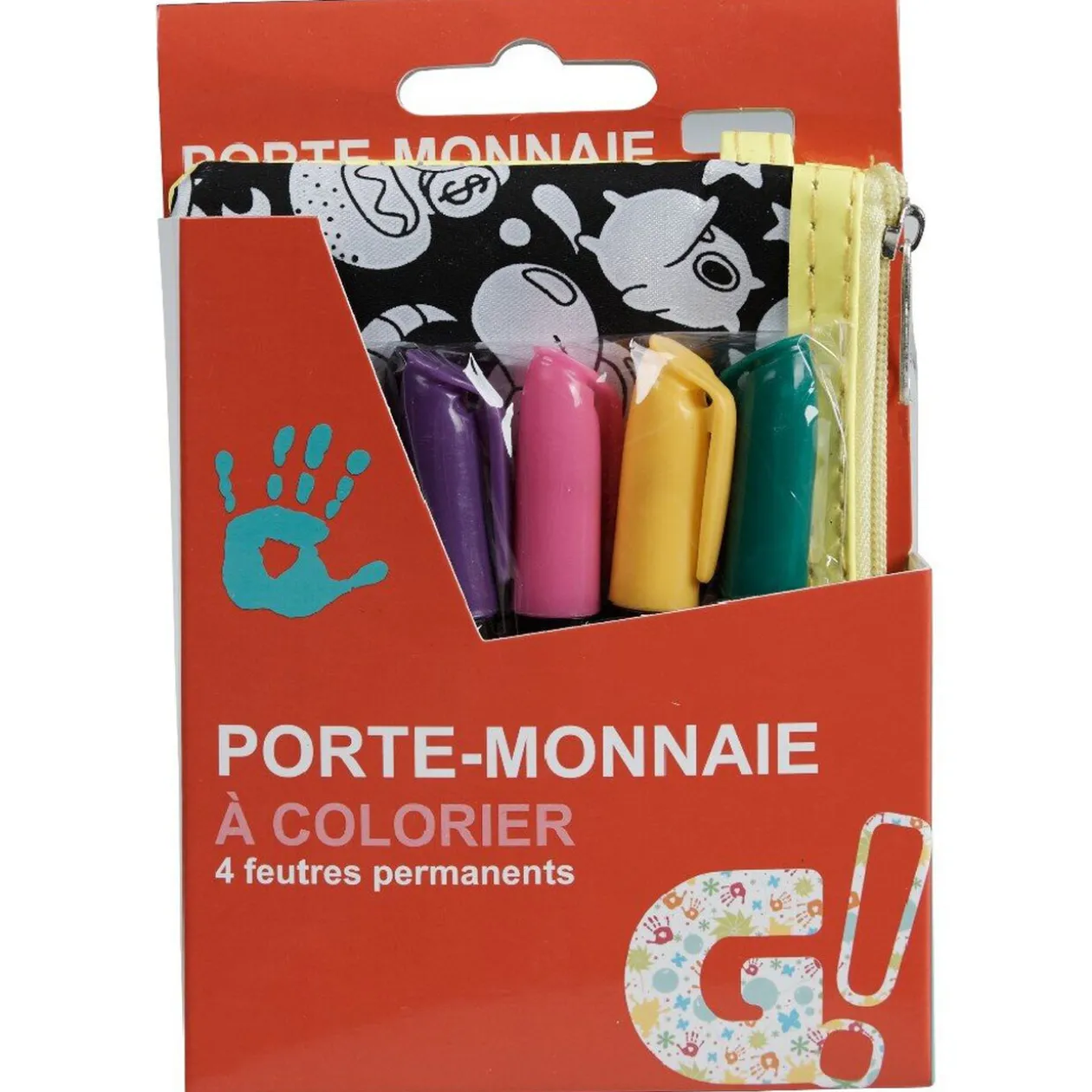 Porte monnaie à colorier + 4 feutres