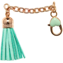 Porte-clé chaine balade forme pompon bleu turquoise