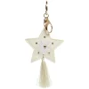 Porte-clé en forme d'étoile avec pompon beige
