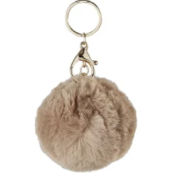 Porte-clé forme boule en fausse fourrure