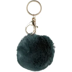 Porte-clé forme boule en fausse fourrure