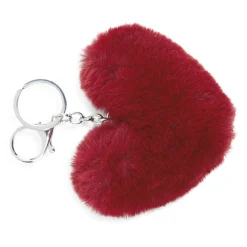 Porte-clé forme coeur en fausse fourrure