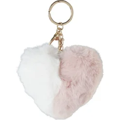 Porte-clé forme coeur en fausse fourrure