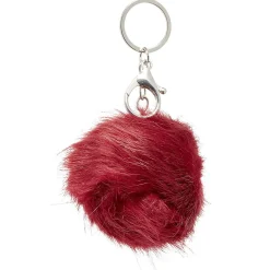 Porte-clé pompon en fausse fourrure uni