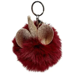 Porte-clé pompon en fausse fourrure licorne