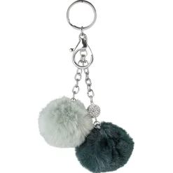 Porte-clé pompon en fausse fourrure uni