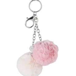 Porte-clé pompon en fausse fourrure uni