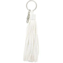 Porte-clé pompon forme embrase blanc