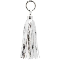 Porte-clé pompon uni forme embrase argenté ou doré