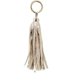 Porte-clé pompon uni forme embrase argenté ou doré