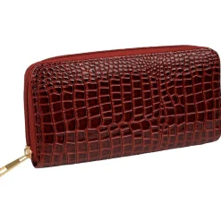 Portefeuille effet croco bordeaux