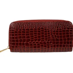 Portefeuille effet croco bordeaux