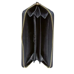 Portefeuille rectangulaire femme en simili décor pompon