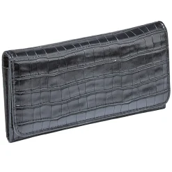 Portefeuille rectangulaire femme effet croco avec fermeture rabat