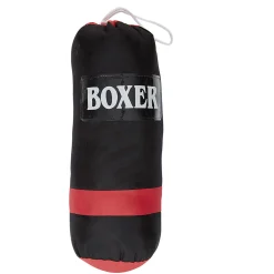 Punching ball et gants rouge et noir