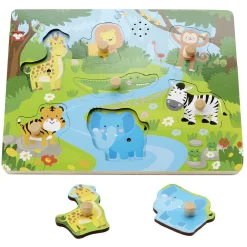 Puzzle sonore animal en bois certifié FSC® - 8 pièces