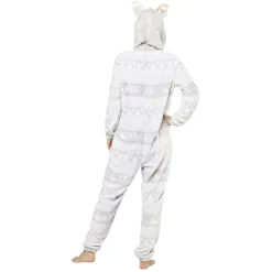 Pyjama combinaison de Noël femme gris et blanc